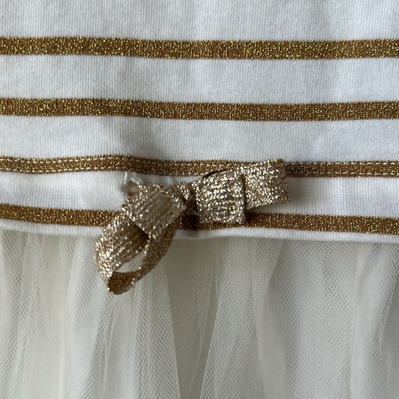Girls Crewcuts by J Crew Drop Waist Cowl Neck Gold Stripe tutu Dress 12 - Picture 4 of 6